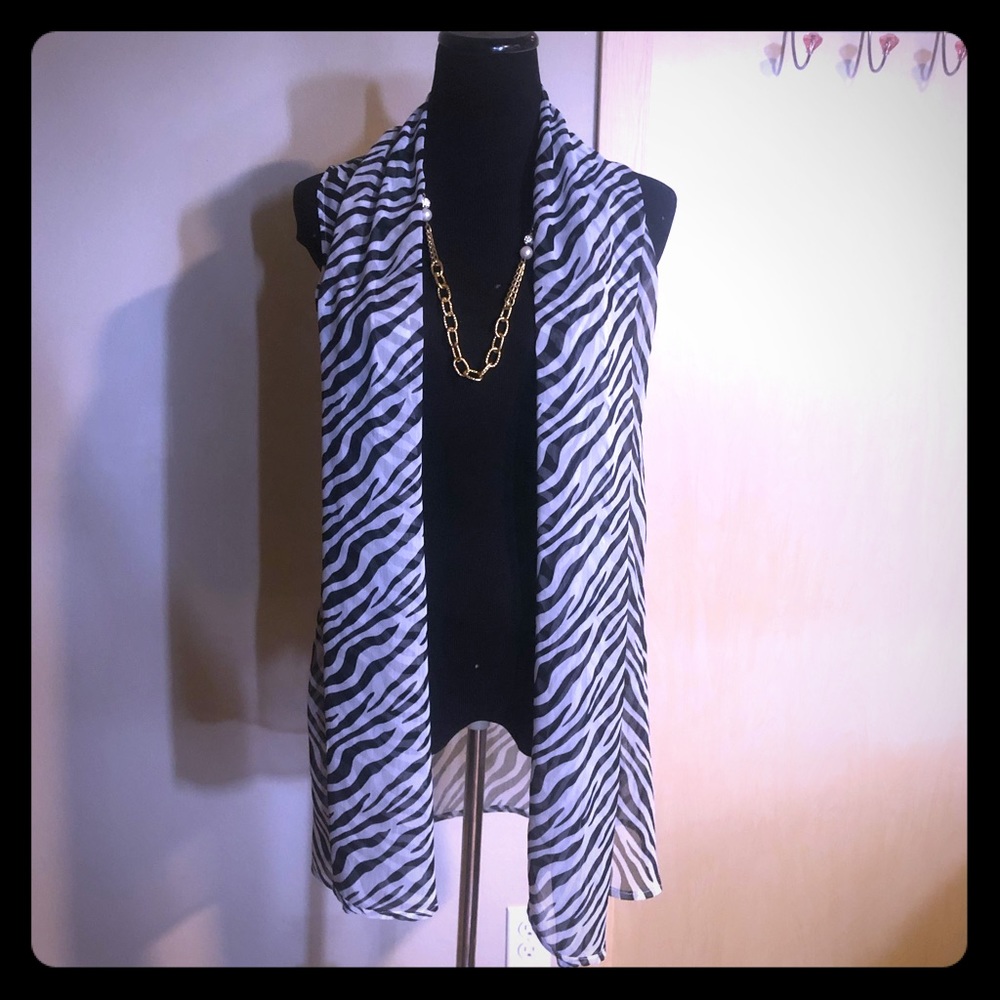 Zebra print  chiffon cover up Khloe California med